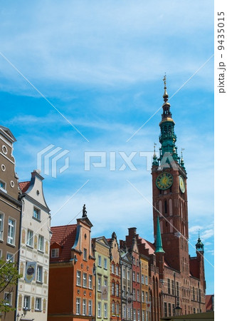Houses and bell tower in old Gdansk city, Poland 9435015