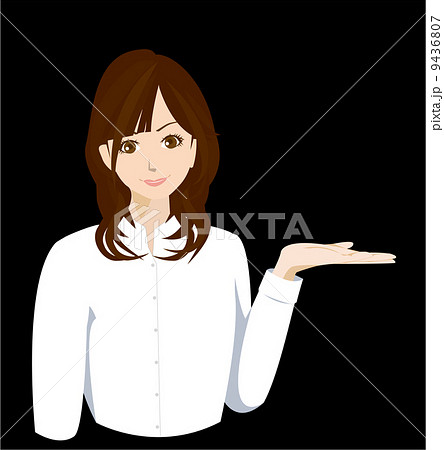 女性イラスト 白シャツ おすすめポーズのイラスト素材