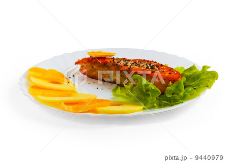 salad plate fish tasty boiled isolated on white background 9440979