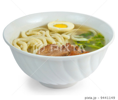 soup beef pasta egg isolated a on white background 9441149