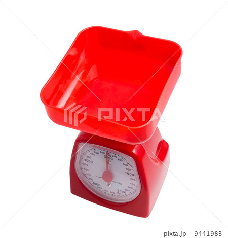 scale balance weight measuring kitchen red isolated on white bac scale balance weight measuring kitchen red isolated on white bac 9441983