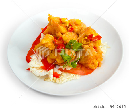 fried fish dish meal isolated on white background 9442016