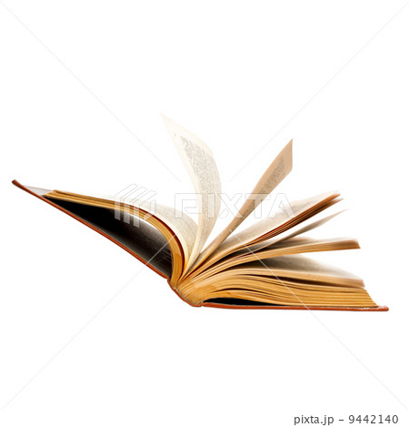 open old book isolated lists of pages on move (clipping path) open old book isolated lists of pages on move (clipping path) 9442140