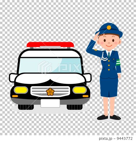 Police car and women's policeman 9443772