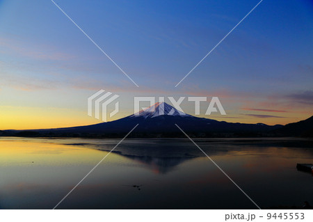 Mount Fuji at dawn(sky) from Lake Kawaguchi in Nagasaki 9445553