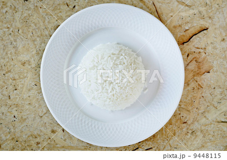 boiled rice on a white plate boiled rice on a white plate 9448115