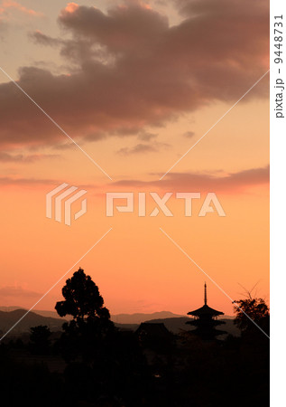 冬夕焼の法隆寺 冬夕焼の法隆寺 9448731
