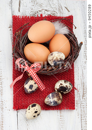 Fresh eggs on a table 9450289