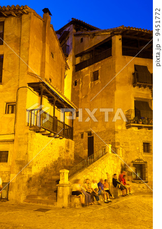 Narrow street at spanish town in night 9451772