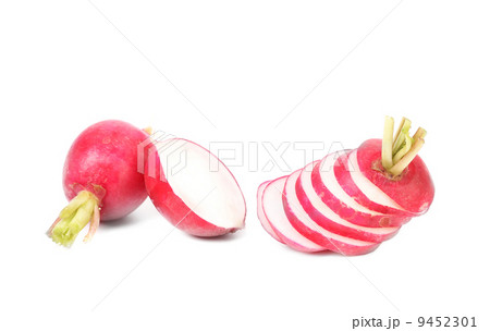 Fresh sliced radish and whole. 9452301