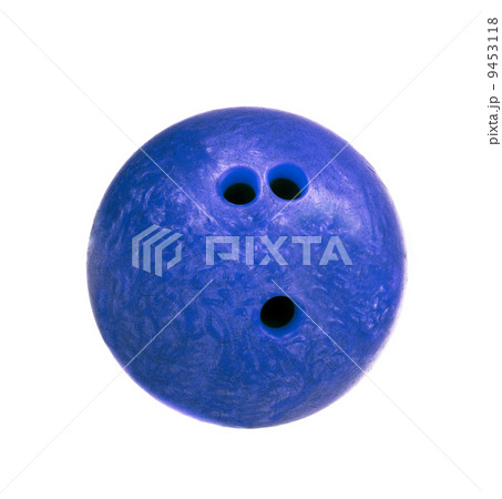 blue marbled bowling ball isolated 9453118