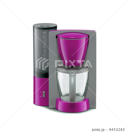 pink coffee maker isolated on the white 9453283