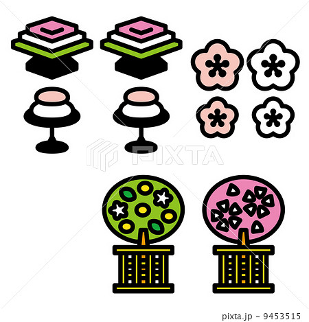雛祭り 橘 桜 菱餅 桃の花のイラスト素材
