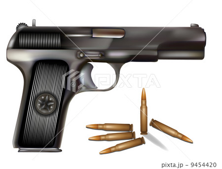 vector illustration of handgun with bullets  9454420