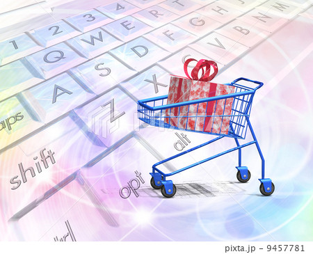 キーボードの上のショッピングカート 9457781
