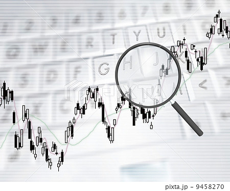 パソコン株式投資 株価分析のイラスト素材