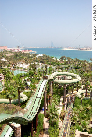 DUBAI, UAE - AUGUST 28: The Aquaventure waterpark of Atlantis the Palm hotel on August 28, 2009 in D 9466376