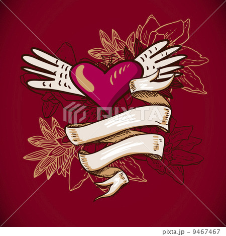 Hearts and Flowers Vector Illustration  9467467