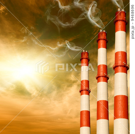 Power plants. Global warming concept Power plants. Global warming concept 9468696