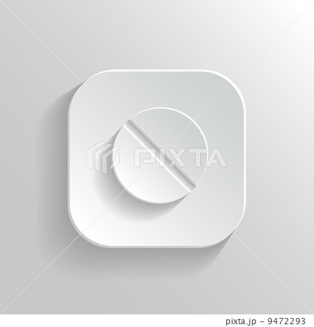 Medicine pill icon - vector white app button 9472293