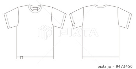 Tシャツ 01 前 後 タグ 袖 裾のイラスト素材
