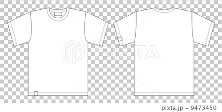 Tシャツ 01 前 後 タグ 袖 裾のイラスト素材