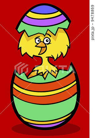 chick in easter egg cartoon illustration 9478869