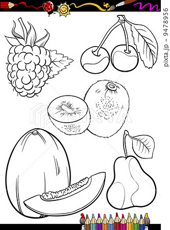 cartoon fruits set for coloring book cartoon fruits set for coloring book 9478956