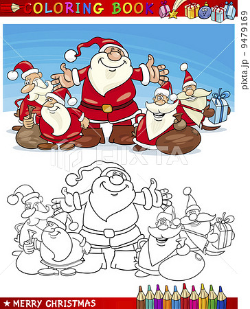 Cartoon Santa Claus Group for Coloring 9479169
