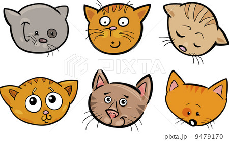 Cartoon funny cats heads set Cartoon funny cats heads set 9479170