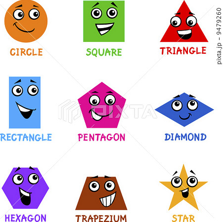 Basic Geometric Shapes with Cartoon Faces 9479260