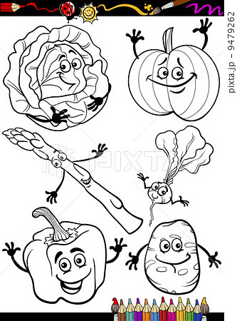 cartoon vegetables set for coloring book 9479262