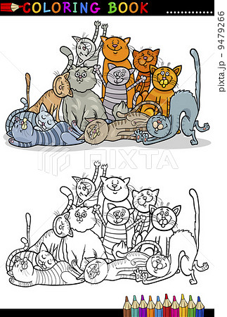 cats cartoon illustration for coloring book 9479266