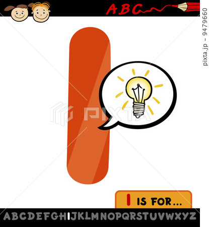 letter i with idea sign cartoon illustration 9479660