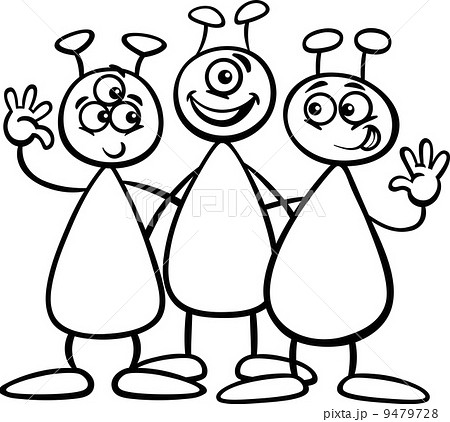 three aliens for coloring book 9479728