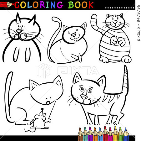 Cartoon Cats for Coloring Book or Page Cartoon Cats for Coloring Book or Page 9479796