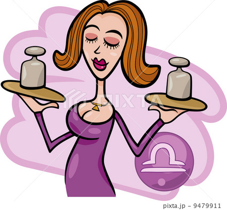 woman cartoon illustration libra sign 9479911