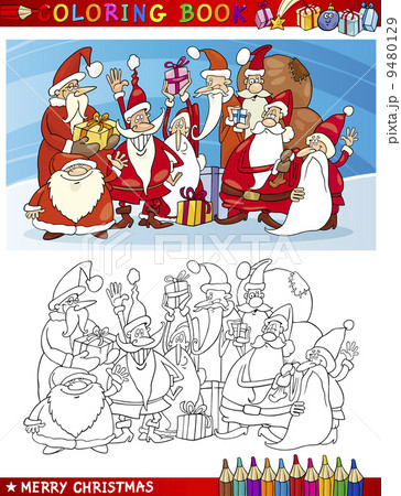 Cartoon Santa Claus Group for Coloring 9480129