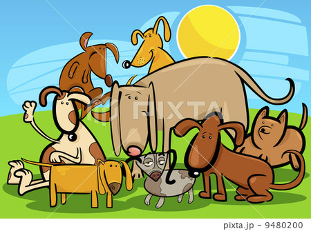 Cartoon Group of Funny Dogs 9480200