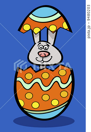 bunny in easter egg cartoon illustration 9480203