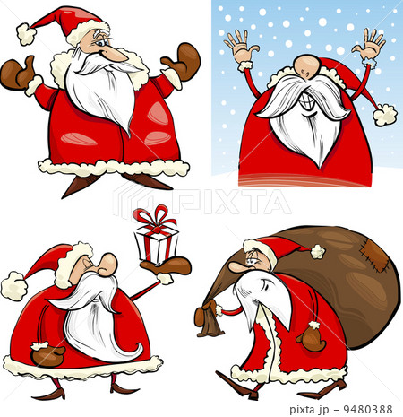 Cartoon Christmas Santa Clauses Set Cartoon Christmas Santa Clauses Set 9480388