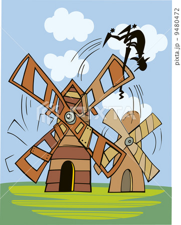 Don Quixote and wind mill 9480472