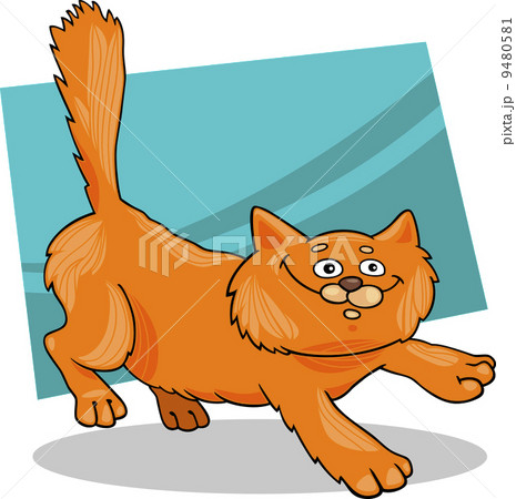 running red fluffy cat 9480581