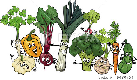 funny vegetables group cartoon illustration funny vegetables group cartoon illustration 9480754