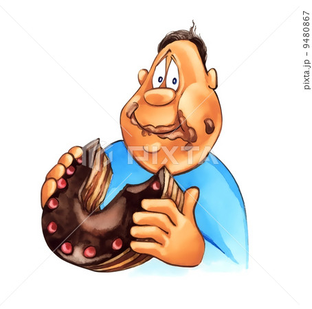 boy eating big chocolate cake 9480867