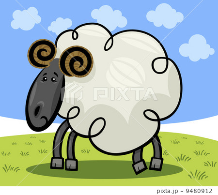 Cartoon illustration of ram or sheep Cartoon illustration of ram or sheep 9480912