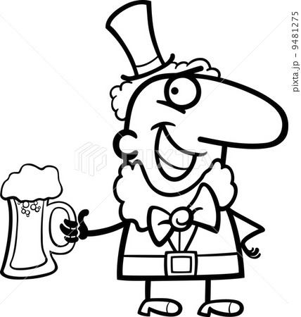 Leprechaun with beer cartoon for coloring Leprechaun with beer cartoon for coloring 9481275