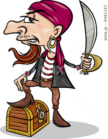 pirate with treasure cartoon illustration pirate with treasure cartoon illustration 9481287