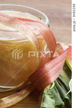 Rhubarb jam in glass jar 9483398