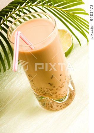 Pearl milk drink on white. Bubble tea 9483472